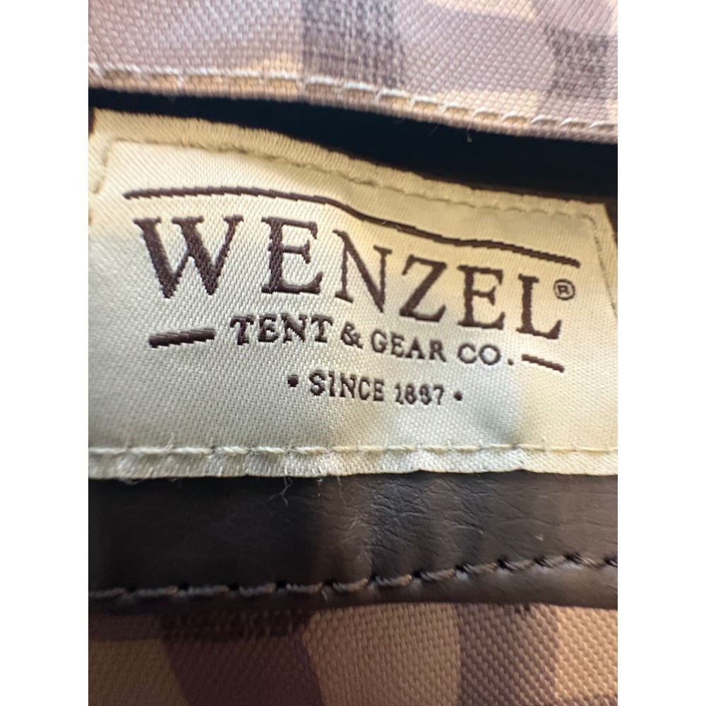 Wenzel Tent & Gear Co Gingham Canvas Backpack Beige Brown Checkered Rucksack - Picture 3 of 8